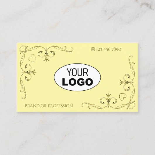 Eye Catching Gold Verziert Corners mit Logo Creme Visitenkarte (Vorderseite)
