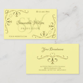 Eye Catching Gold Verziert Corners on Cream Initia Visitenkarte