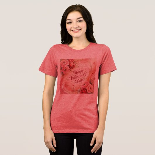 Eye Catching Happy Valentines Day Tri-Blend Shirt (Vorderseite voll)