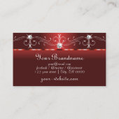 Eye Catching Rubby Red Squiggled Jewels Monogram Visitenkarte (Rückseite)