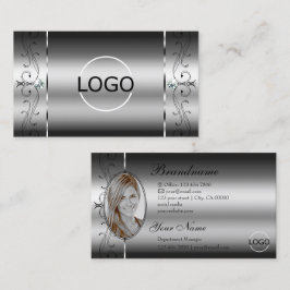 Eye Catching Silver Squiggled Juwelen Logo und Fot Visitenkarte