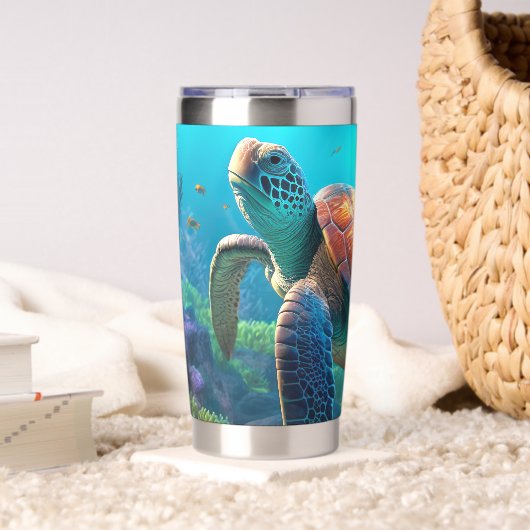 Eye Catching Turtle Image Mark Insulated Tumbler Thermobecher (Wohnzimmer (gedreht))