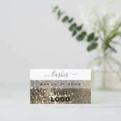 Eye Catching White Gold Sparkling Glitzer Add Logo Visitenkarte (Stehend Vorderseite)