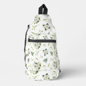 Eye-Catching White Green Floral Pattern Stylish Crossbody Bag (Vorderseite)