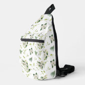 Eye-Catching White Green Floral Pattern Stylish Crossbody Bag (Rechte Ecke)