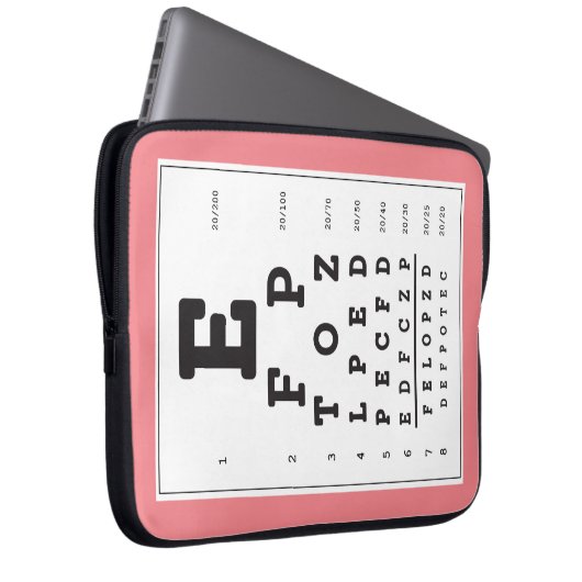 Eye Chart Laptop Sleeve (Vorne Rechts)