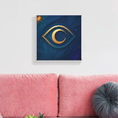 Eye & Crescent Wall Art – Mystical Modern Abstract Leinwanddruck (Insitu (Wohnzimmer))