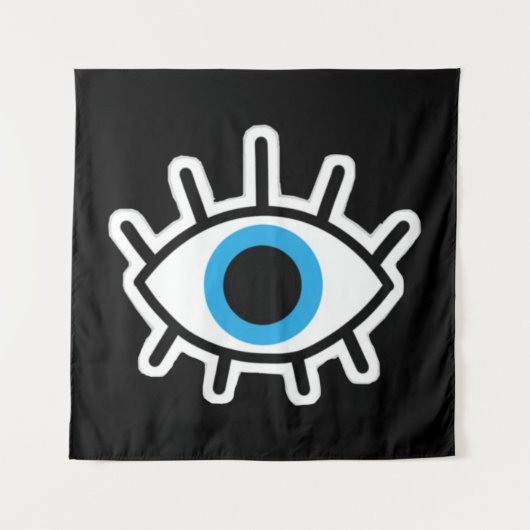 Eye Design Schwarzer Hintergrund Wandteppich (Vorderseite)