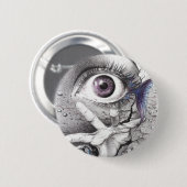 Eye fish and hand Dark Surreal art Cool Drawing Button (Vorne & Hinten)
