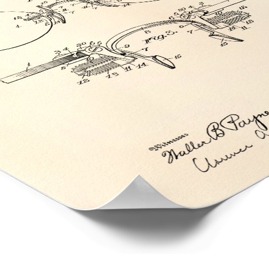 Eye Glass 1908 Patent Art Old Peper Poster (Ecke)