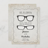 Eye Glasses Save the Date Postkarte (Vorne/Hinten)