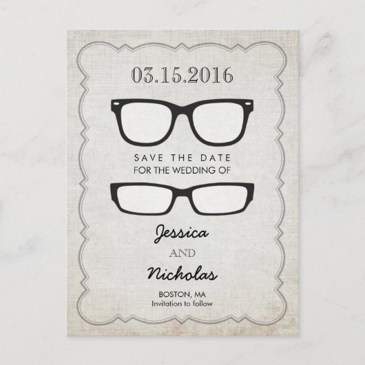 Eye Glasses Save the Date Postkarte (Vorderseite)