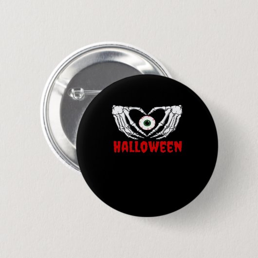 Eye Halloween - Skeleton Hands Herz Button (Vorne & Hinten)