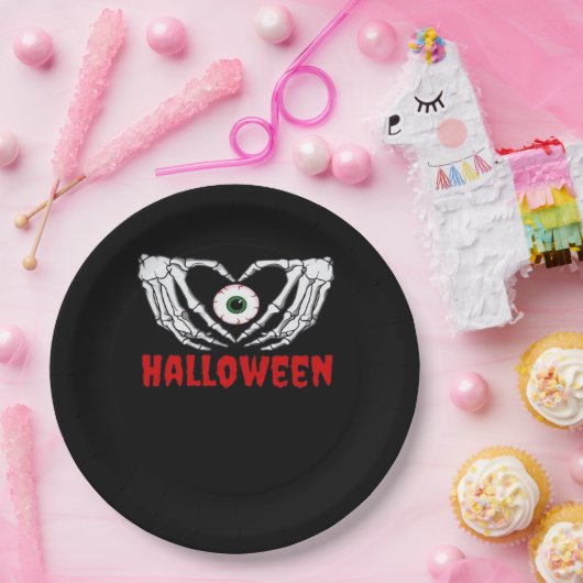 Eye Halloween - Skeleton Hands Herz Pappteller (Party)