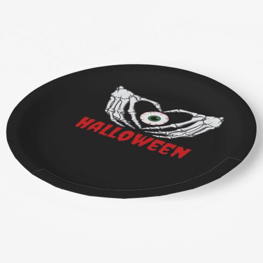 Eye Halloween - Skeleton Hands Herz Pappteller (Schrägansicht)