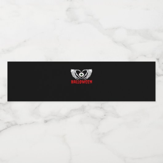 Eye Halloween - Skeleton Hands Herz Wasserflaschenetikett (Einzelnes Label)