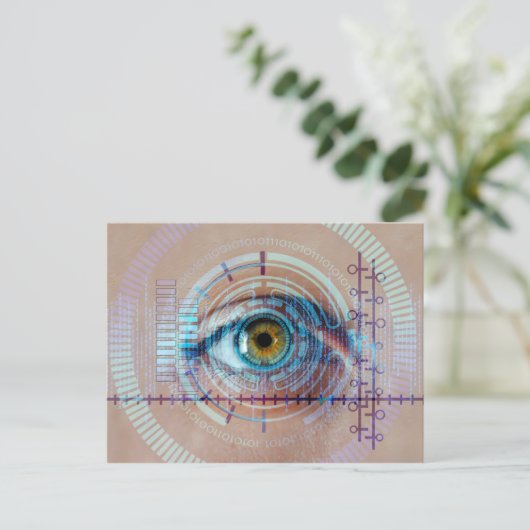 Eye Iris biometrische Sci-Fi Futuristic Tech Postkarte (Stehend Vorderseite)