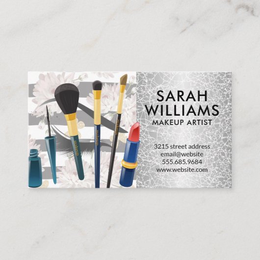 Eye Lash | Blumenschmetterlinge | Mua Brushes Visitenkarte (Vorderseite)