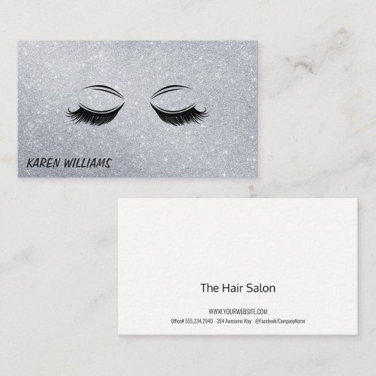 Eye Lash Glitzer Visitenkarte (Vorne/Hinten)