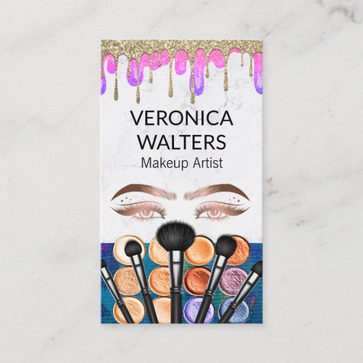 Eye Lashes | Glitzer Tropfen Makeup Beauty Visitenkarte (Vorderseite)