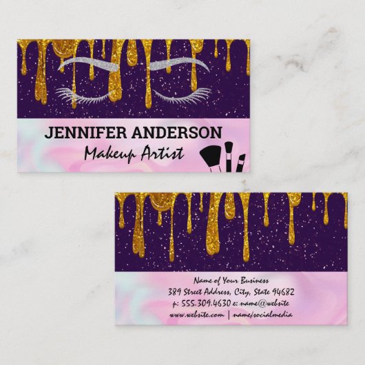 Eye Lashes | GLITZER TROPFEN | Makeup Brushes Treuekarte (Vorne/Hinten)