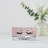 Eye Lashes Rose Gold Damask Muster | GLITZER Visitenkarte (Stehend Vorderseite)