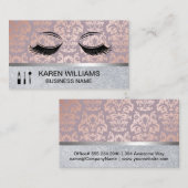 Eye Lashes Rose Gold Damask Muster | GLITZER Visitenkarte (Vorne/Hinten)