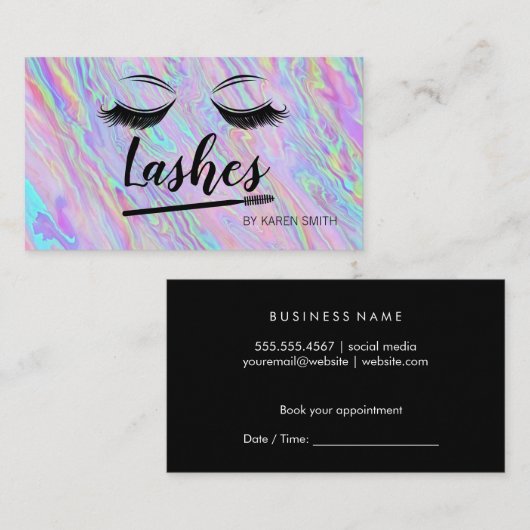 Eye Lashes | Zusammensetzung | Irisierend Terminkarte (Vorne/Hinten)