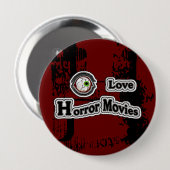 Eye Liebe Horror Filme! Rot-Schwarz Button (Vorne & Hinten)