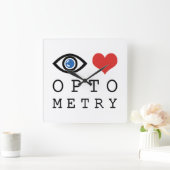 Eye Love Heart Optometry - Optometrist Eye Chart Quadratische Wanduhr (Zuhause)