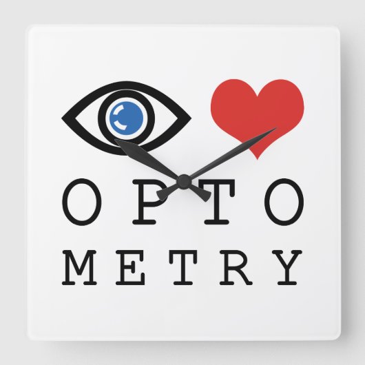 Eye Love Heart Optometry - Optometrist Eye Chart Quadratische Wanduhr (Vorderseite)