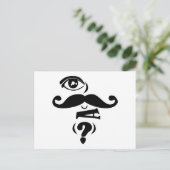 Eye Mustache U a Frage Postkarte (Stehend Vorderseite)