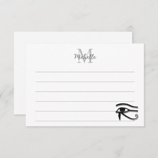 Eye Of Horus Egyptian Symbol Custom Lined Monogram Mitteilungskarte (Vorne/Hinten)