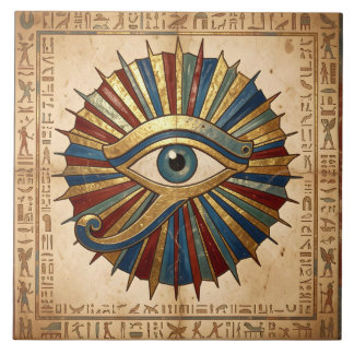 Eye of Horus with Hieroglyphs Egyptian Spiritual Fliese