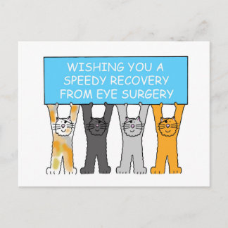 Eye Operation Speedy Erholung Cartoon Katzen Postkarte