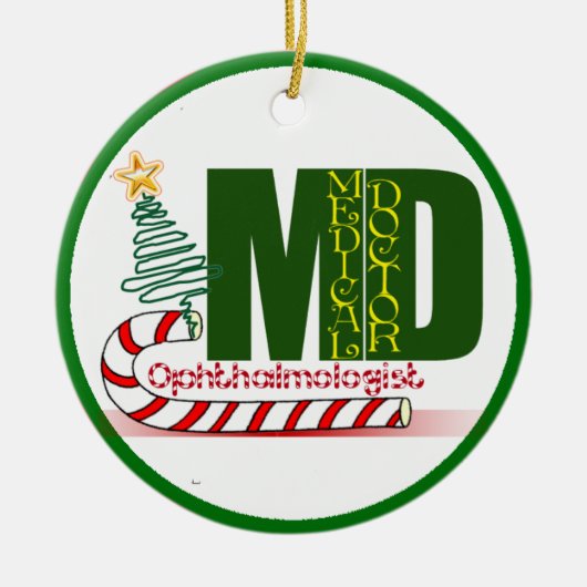 Eye OPTHAMOLOGIST MERRY CHRISTMAS MD-ARZT Keramik Ornament (Vorne)