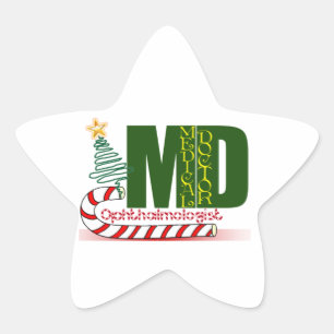 Eye OPTHAMOLOGIST MERRY CHRISTMAS MD-ARZT Stern-Aufkleber