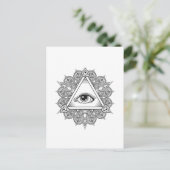 Eye Pyramid Symbol Doodle Postkarte (Stehend Vorderseite)