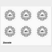 Eye Pyramid Symbol Doodle Runder Aufkleber (Blatt)