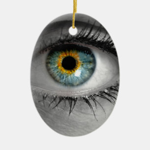 Eye schaut auf das Makro des Viewer-Konzepts Keramikornament