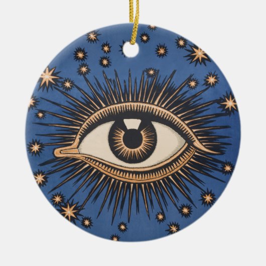 Eye Stars Moon Celestial Nouveau Keramik Ornament (Vorne)