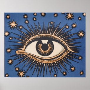 Eye Stars Moon Celestial Nouveau Poster