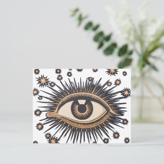 Eye Stars Moon Celestial Nouveau Postkarte (Stehend Vorderseite)