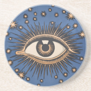 Eye Stars Moon Celestial Nouveau Sandstein Untersetzer