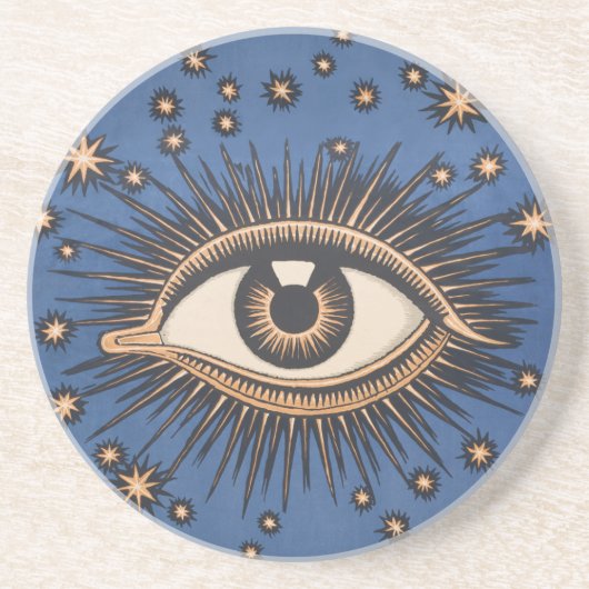 Eye Stars Moon Celestial Nouveau Sandstein Untersetzer (Vorne)