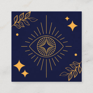 Eye Tarot Lashes Navy Blue & Gold Quadratische Visitenkarte