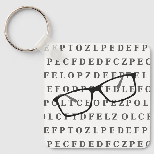 Eye Test Chart and Specs Monogram Optician Schlüsselanhänger (Vorderseite)