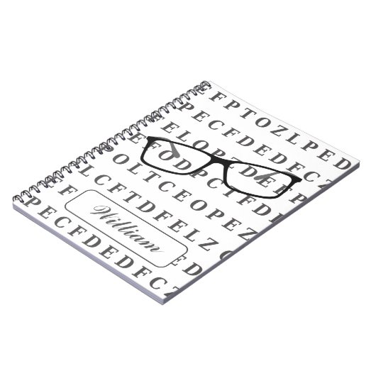 Eye Test Chart and Specs Personalised Optician Notizblock (Linke Seite)