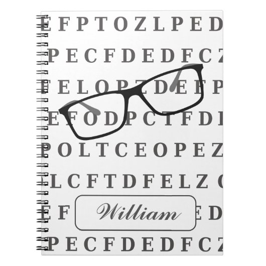 Eye Test Chart and Specs Personalised Optician Notizblock (Vorderseite)