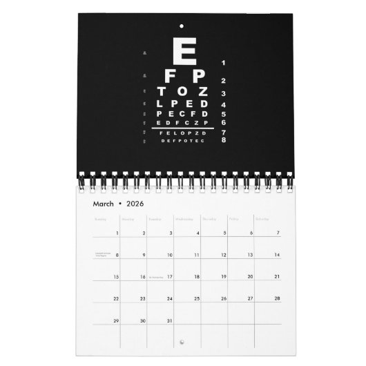 Eye Test Chart Kalender (Mär 2026)